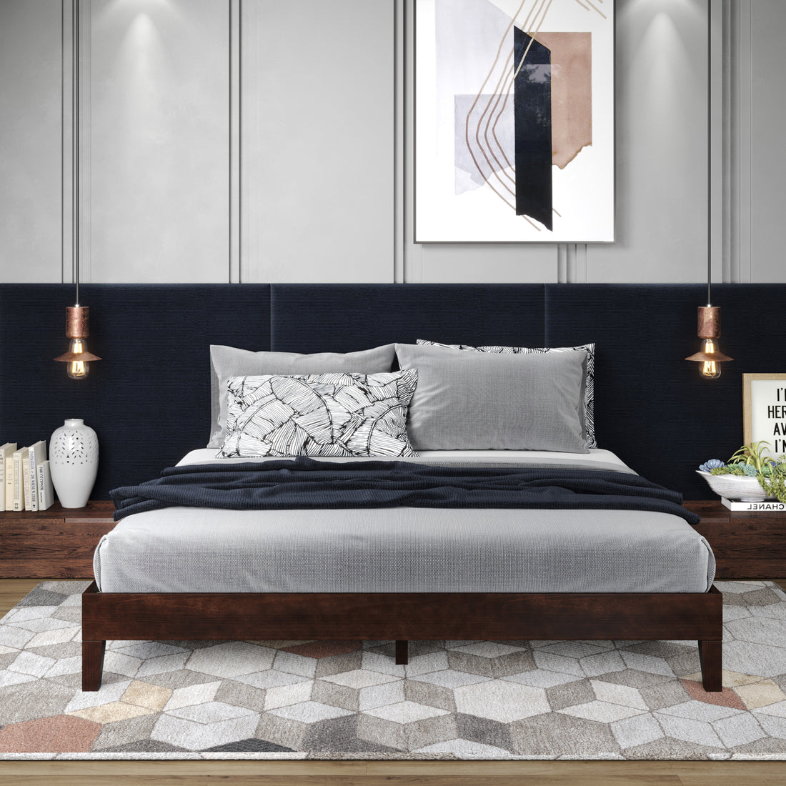 Nix Queen Platform Bed Natural Queen Dark Brown Wood