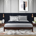 Nix Queen Platform Bed Natural Queen Dark Brown Wood
