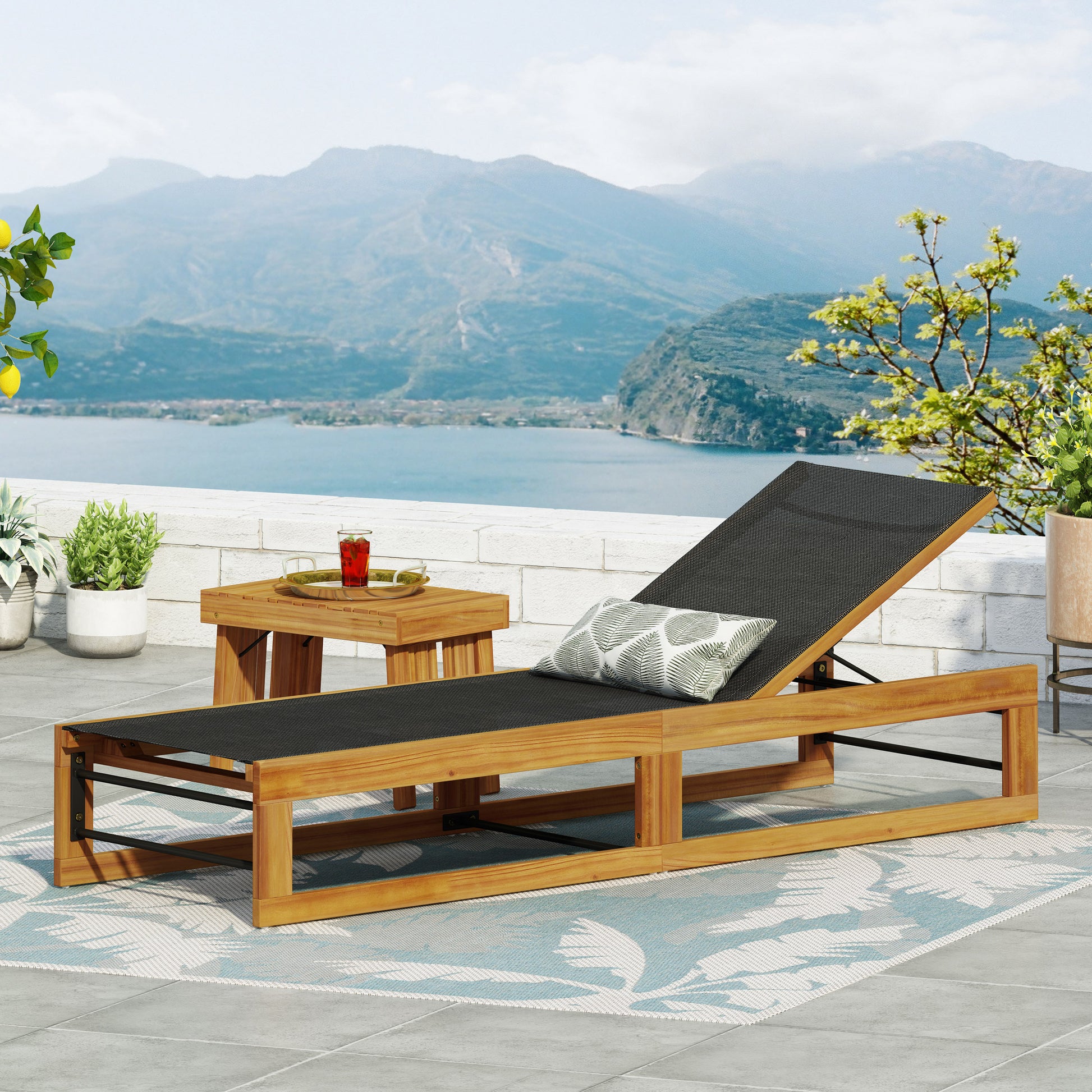Mia Chaise Lounge Teak Metal & Wood