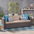 Puerta 3Seater Brown Beige Pe Rattan Iron