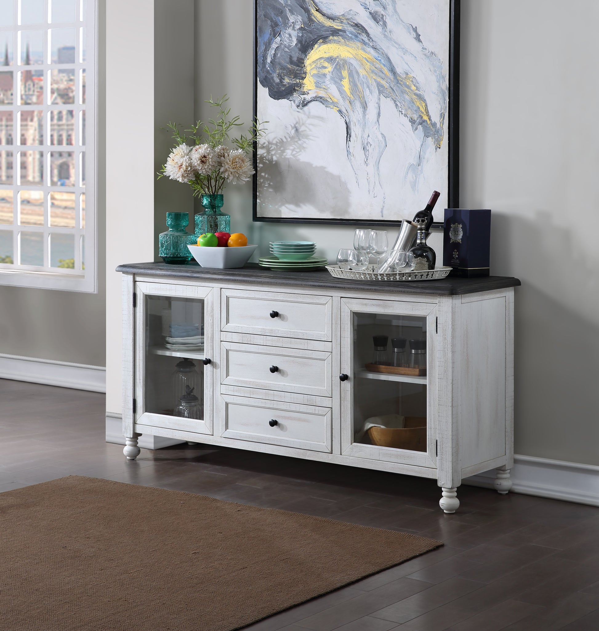 Heston Tv Stand Or Server White White Wood