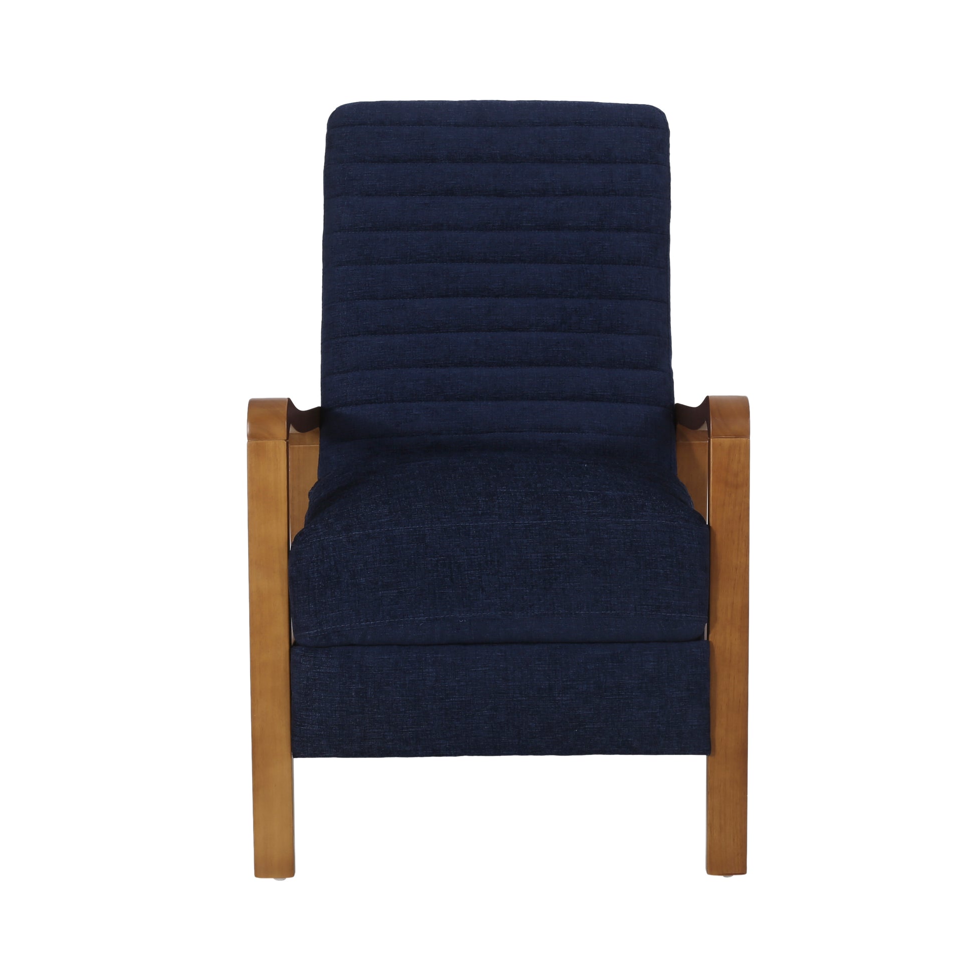 Fabric Wood Hand Manual Club Recliner Navy Blue Fabric