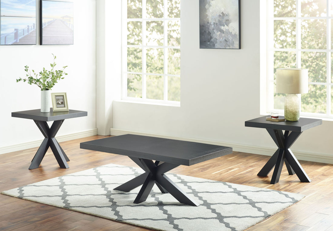 Harris 3 Piece Table Set Black Black Wood