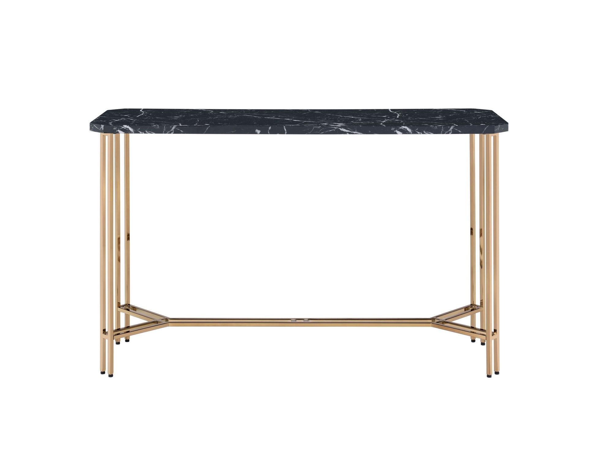 Daxton Faux Marble Top Sofa Table Black Black Wood