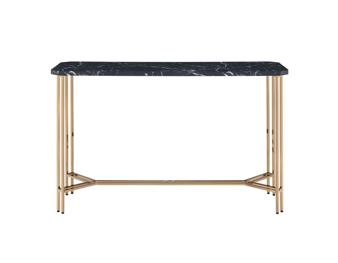 Daxton Faux Marble Top Sofa Table Black Black Wood