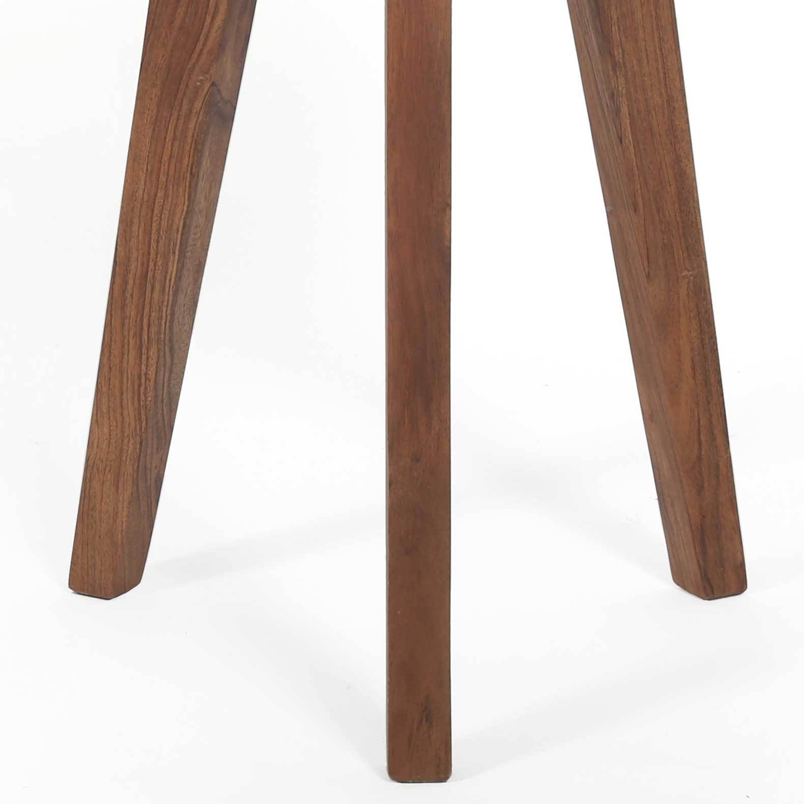 Caspian Round Accent End Table Brown Brown Wood