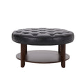 Round Ottoman Black Pu