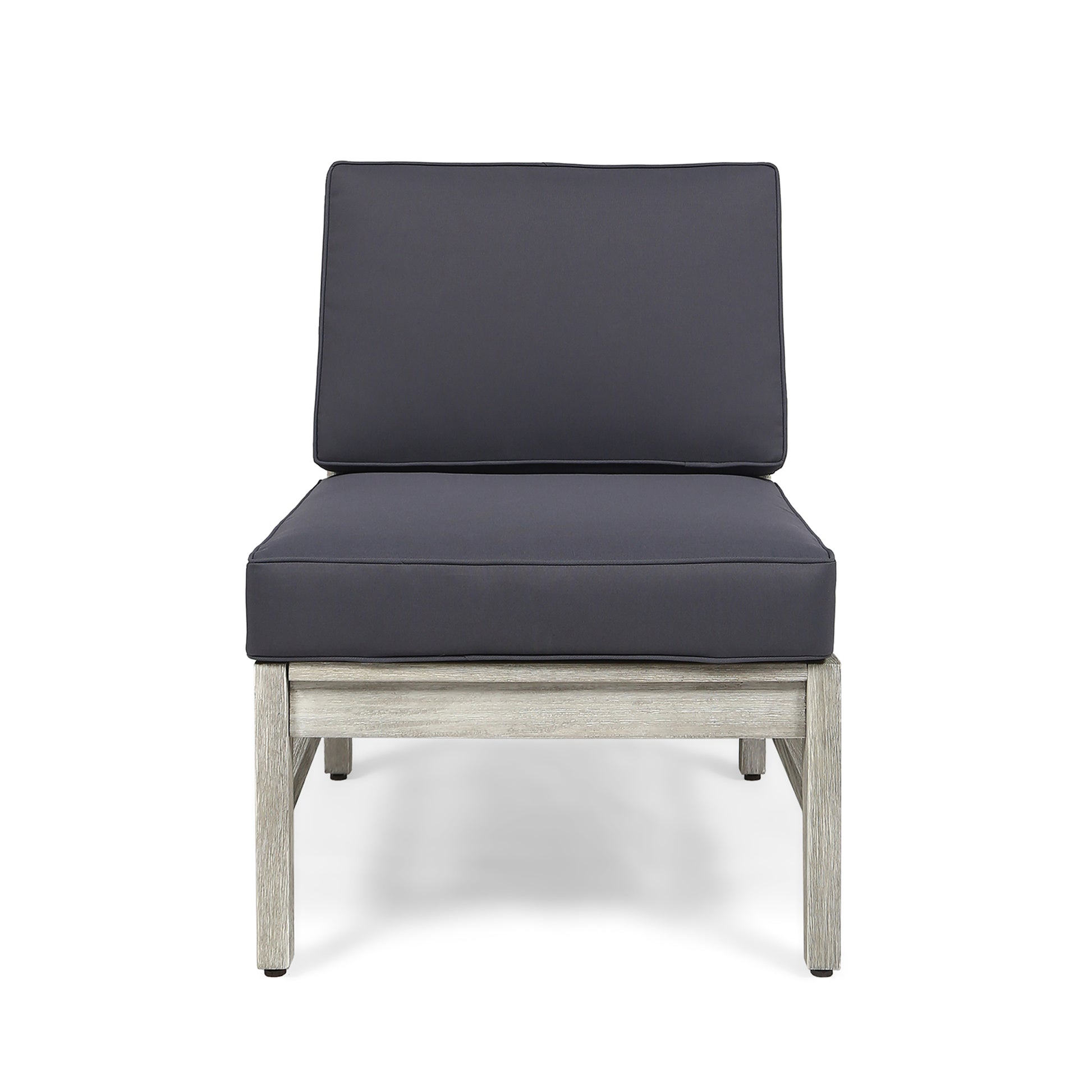 Perla Armless Chair Dark Gray Acacia Wood