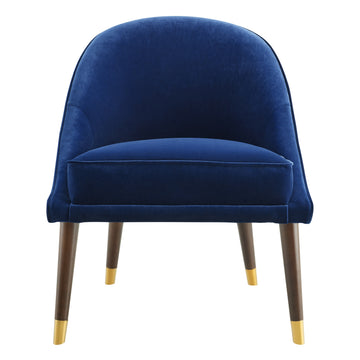 Avalon Velvet Accent Chair Navy Blue Faux Leather