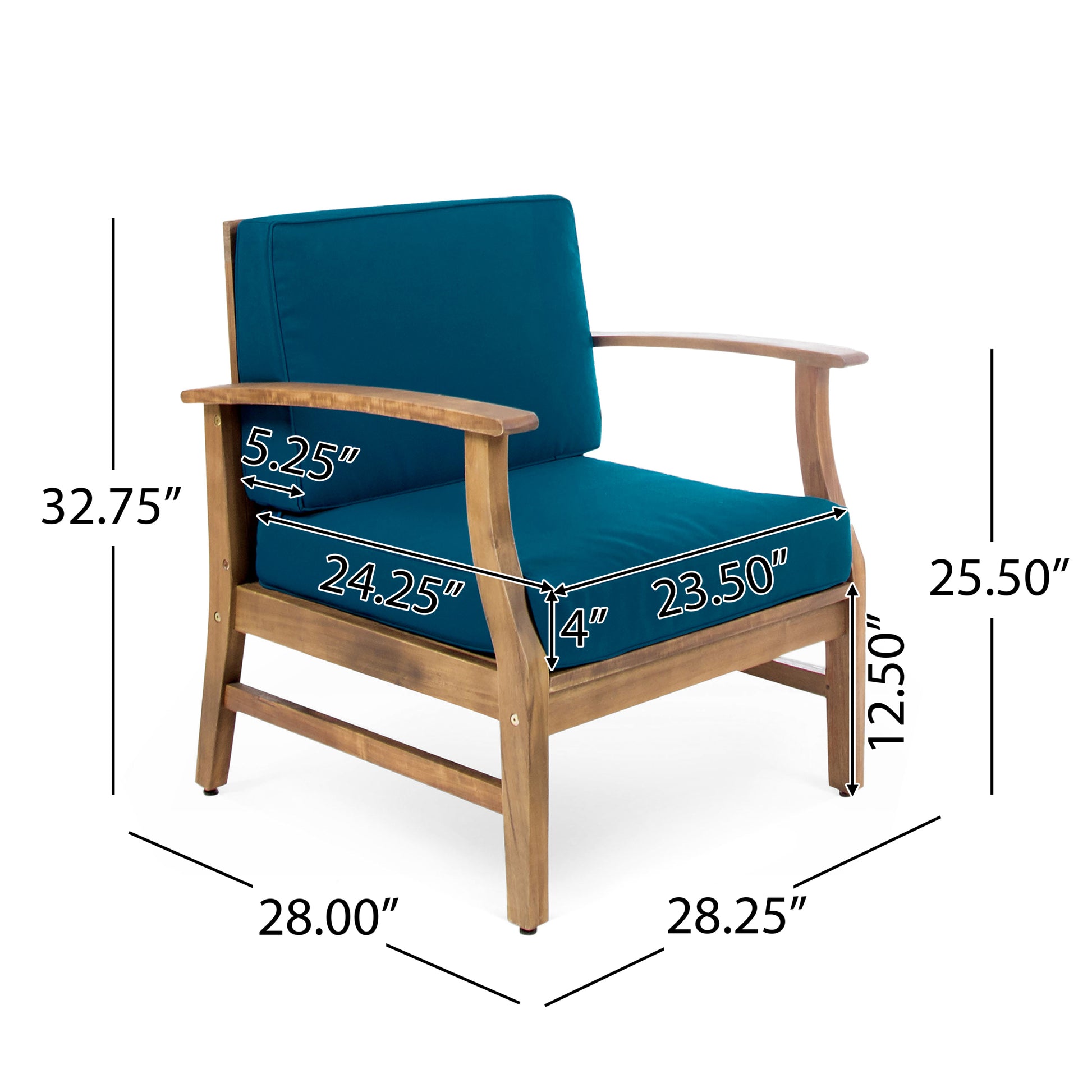 Perla Club Chair Blue Acacia Wood