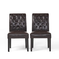 Broxton Kd Tuft Dining Chair2Pcs Set Brown Leather