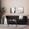 Mirod Comfy 3 Seat Sofa With Tufted Backmodern For Living Room Black Pu 3 Seat