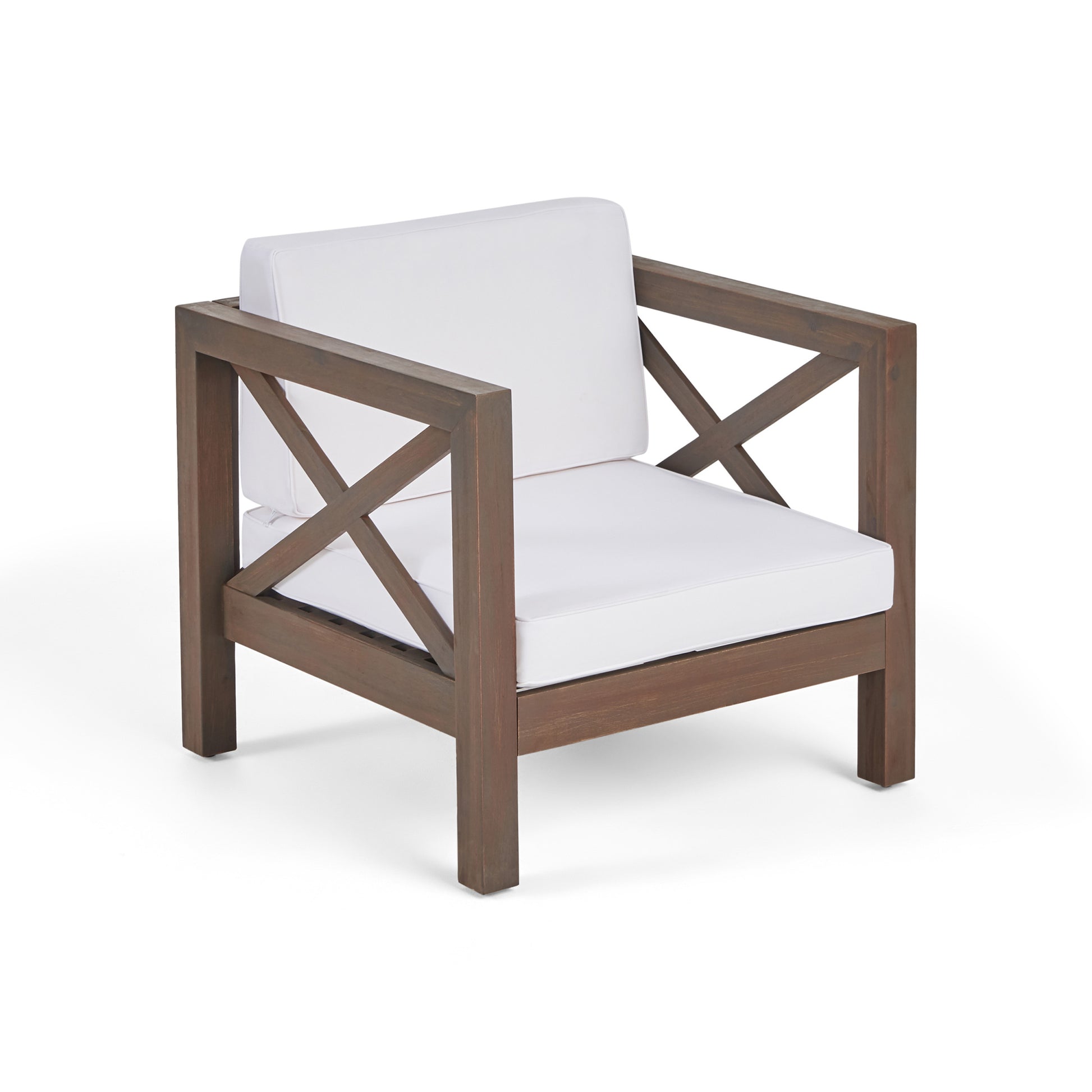 Brava Club Chair Grey White Wood Waterproof Fabric