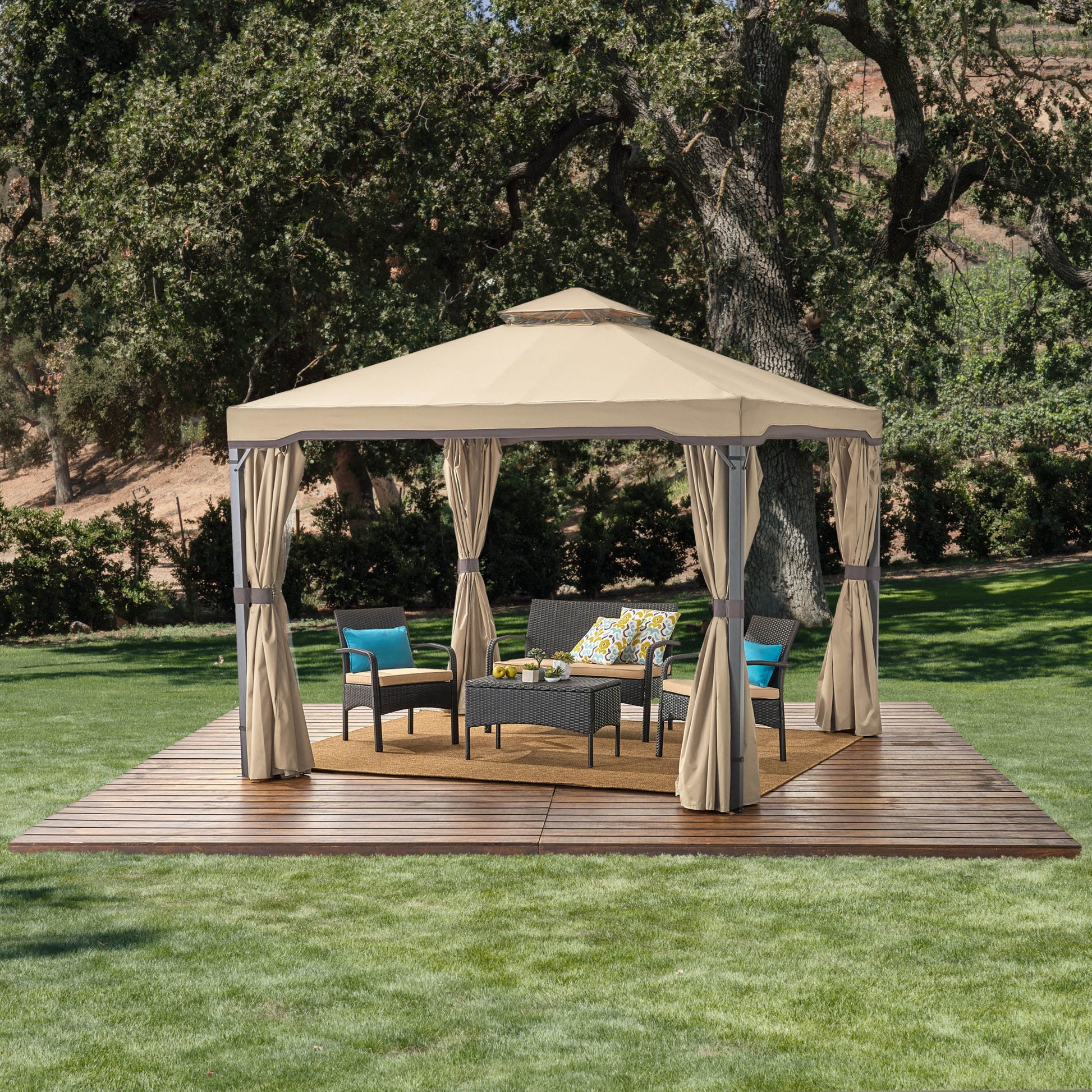 Skyline Gazebo Beige Iron