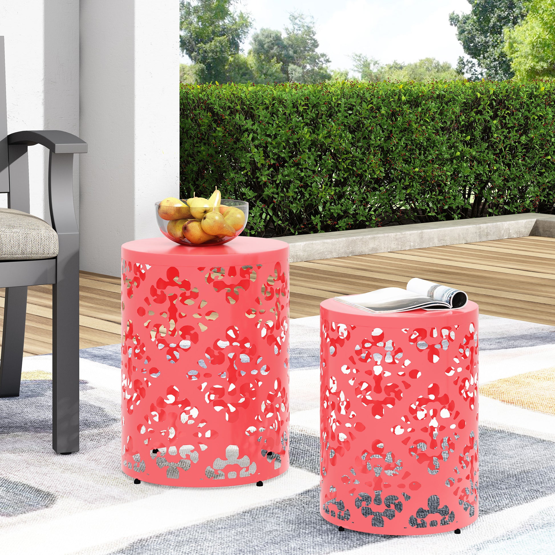 Metal S 2 End Table Coral Iron