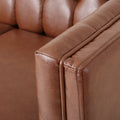 Mirod Comfy 3 Seat Sofa With Tufted Backmodern For Living Room Light Brown Pu 3 Seat