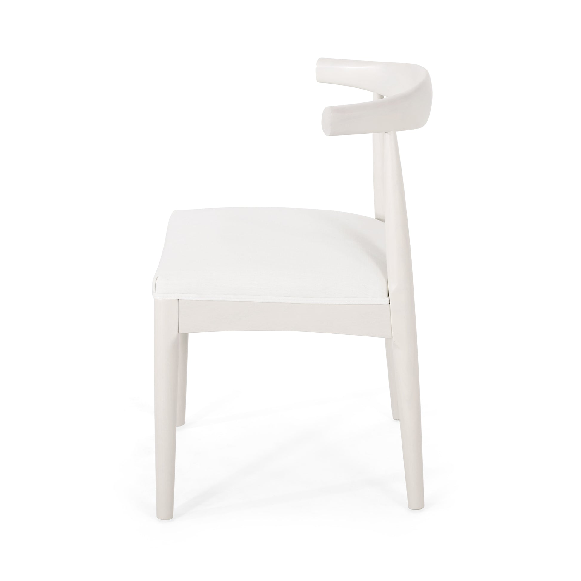 Dining Chair Set Of 2 White Fabric