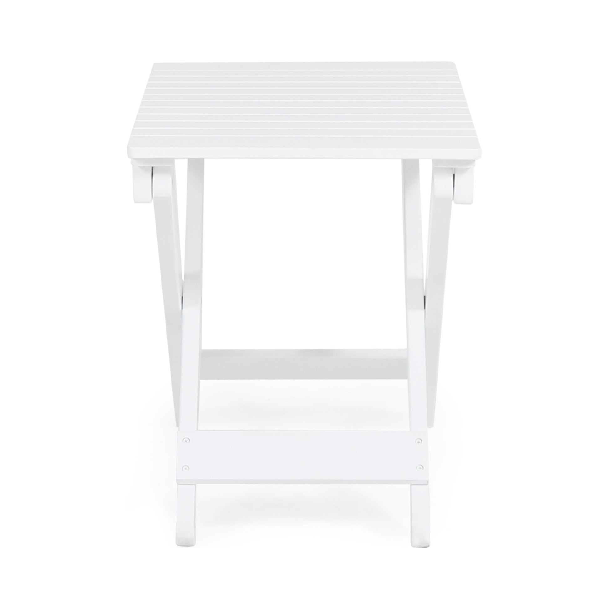 Outdoor Folding Wooden Side Table, White, 15"D X 22.75"W X 18.25"H White Acacia Wood