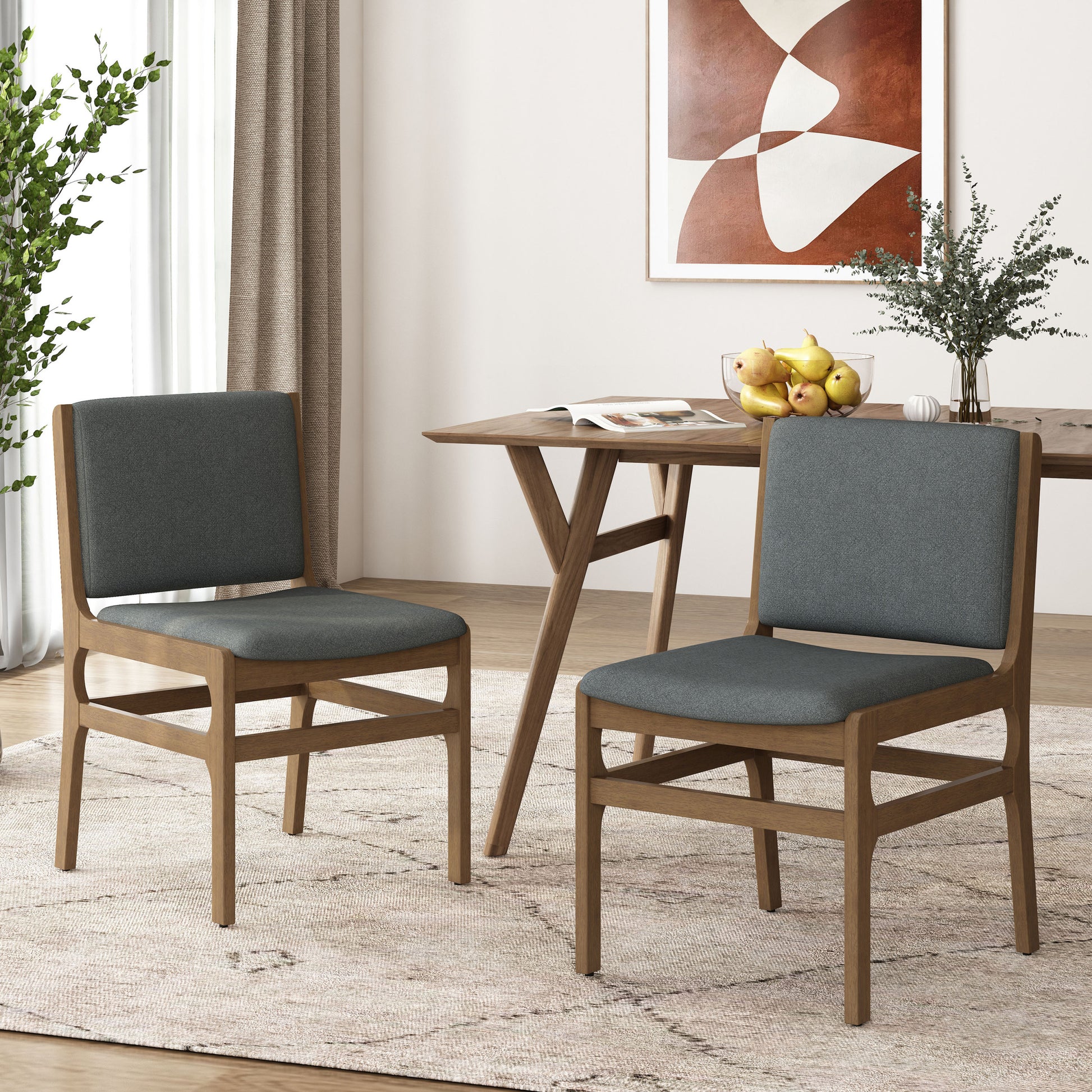 Dining Chair Dark Gray Fabric