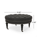 Ottoman With Caster Dark Gray Fabric