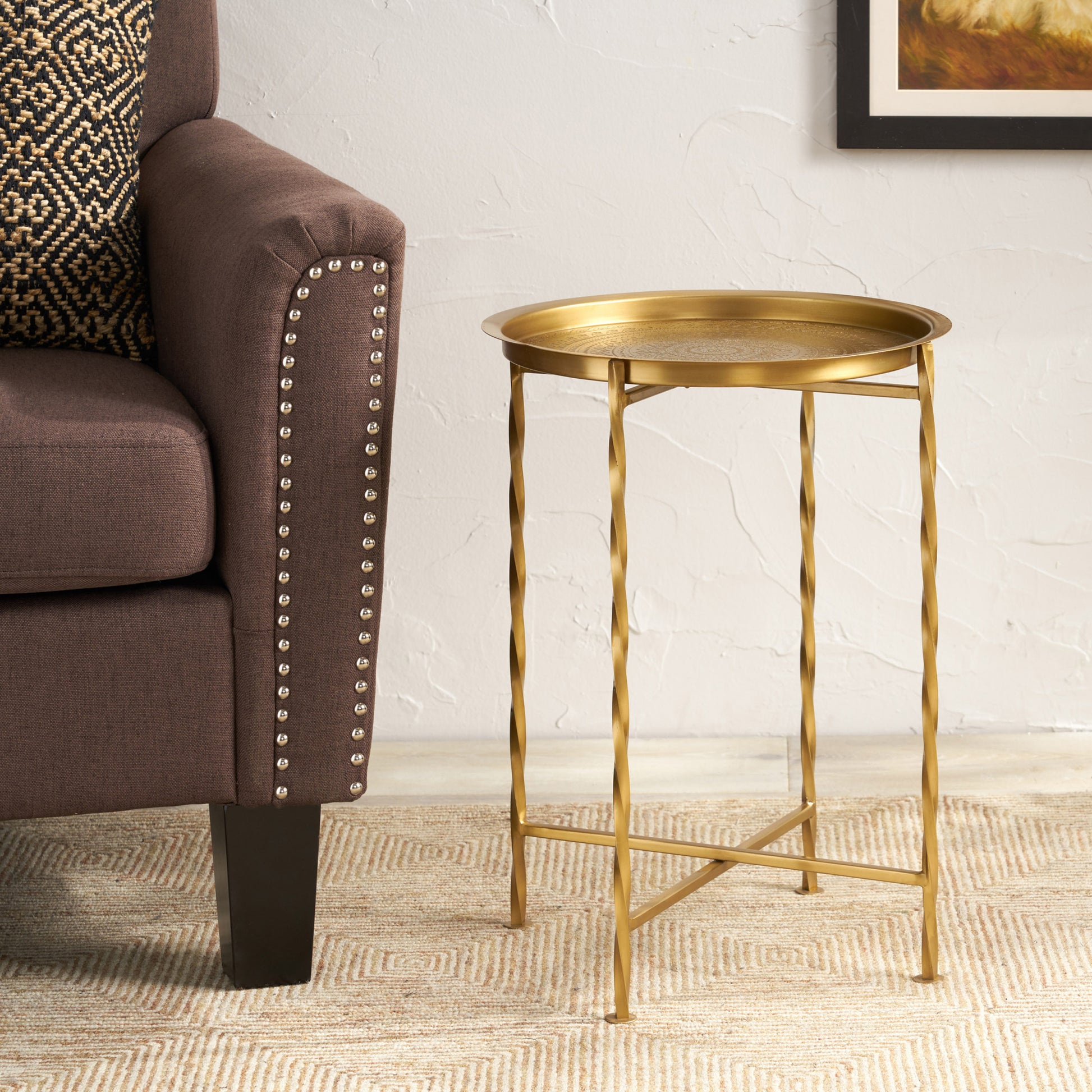 Cb Tray Table Gold Iron