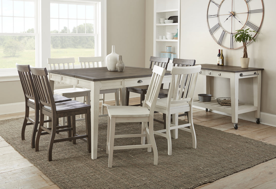 Cayla 9 Piece Counter Height Dining Set White White Wood