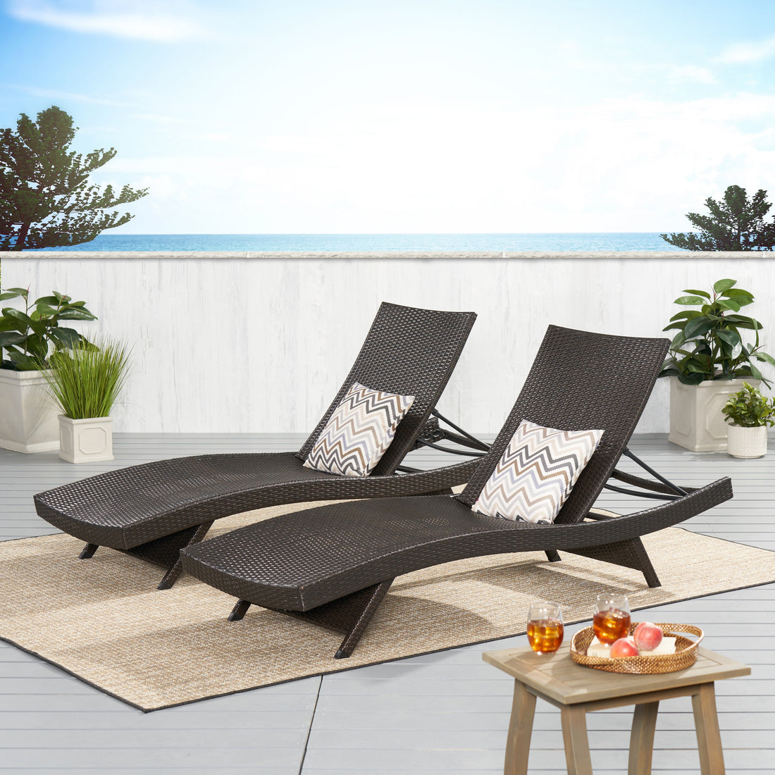 Salem Pe Wicker Chaise Lounge Brown Multi Rattan