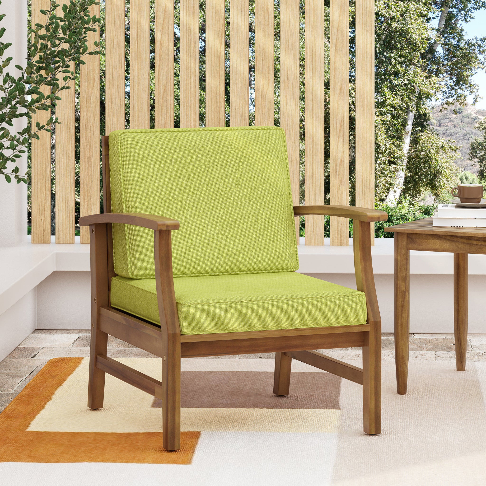 Perla Club Chair, Green Green Acacia Wood