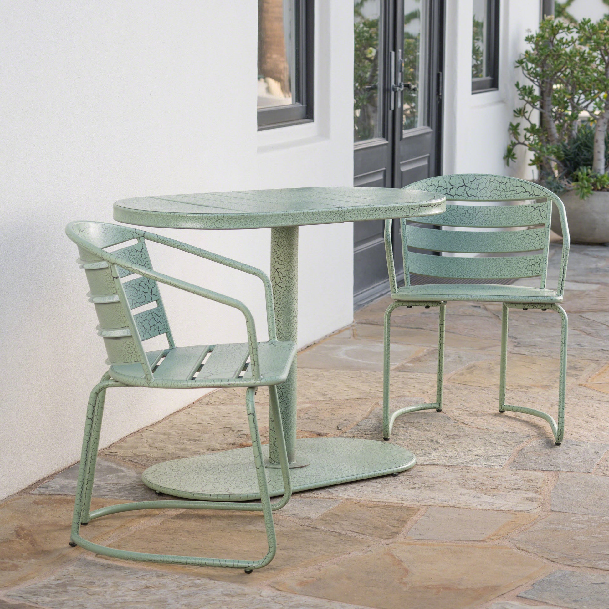 Santa Monica Bistro Set Green Iron