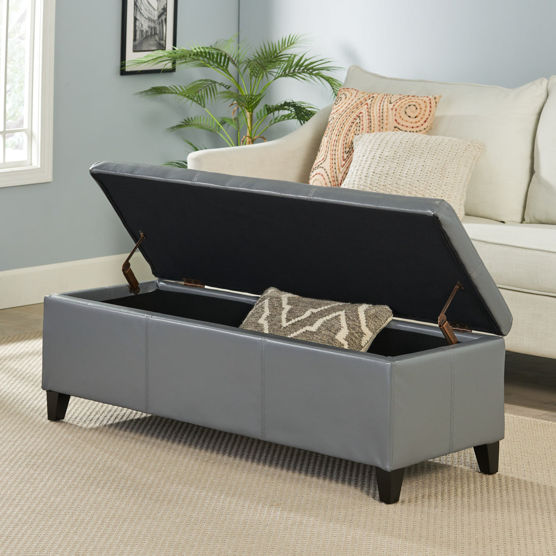 Glouster Storage Ottoman V2 Grey Pu