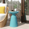 Outdoor Metal End Table Large Teal Iron