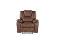 Katrine Pu Manual Motion Recliner Chestnut Brown Dark Brown Faux Leather