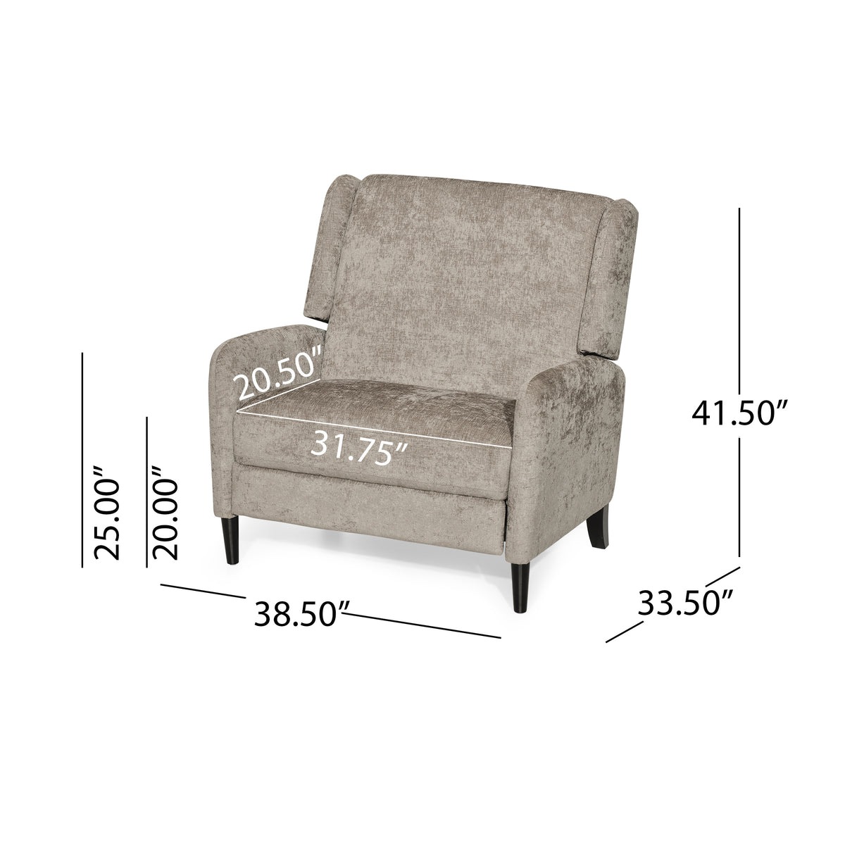 Oversized Textured Fabric Pushback Recliner Dark Beige And Dark Brown Beige Fabric