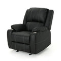 Glider Recliner With Steel Cup Holders Black Pu