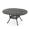 Outdoor Expandable Aluminum Dining Table, Black Sand Finish Black Aluminium