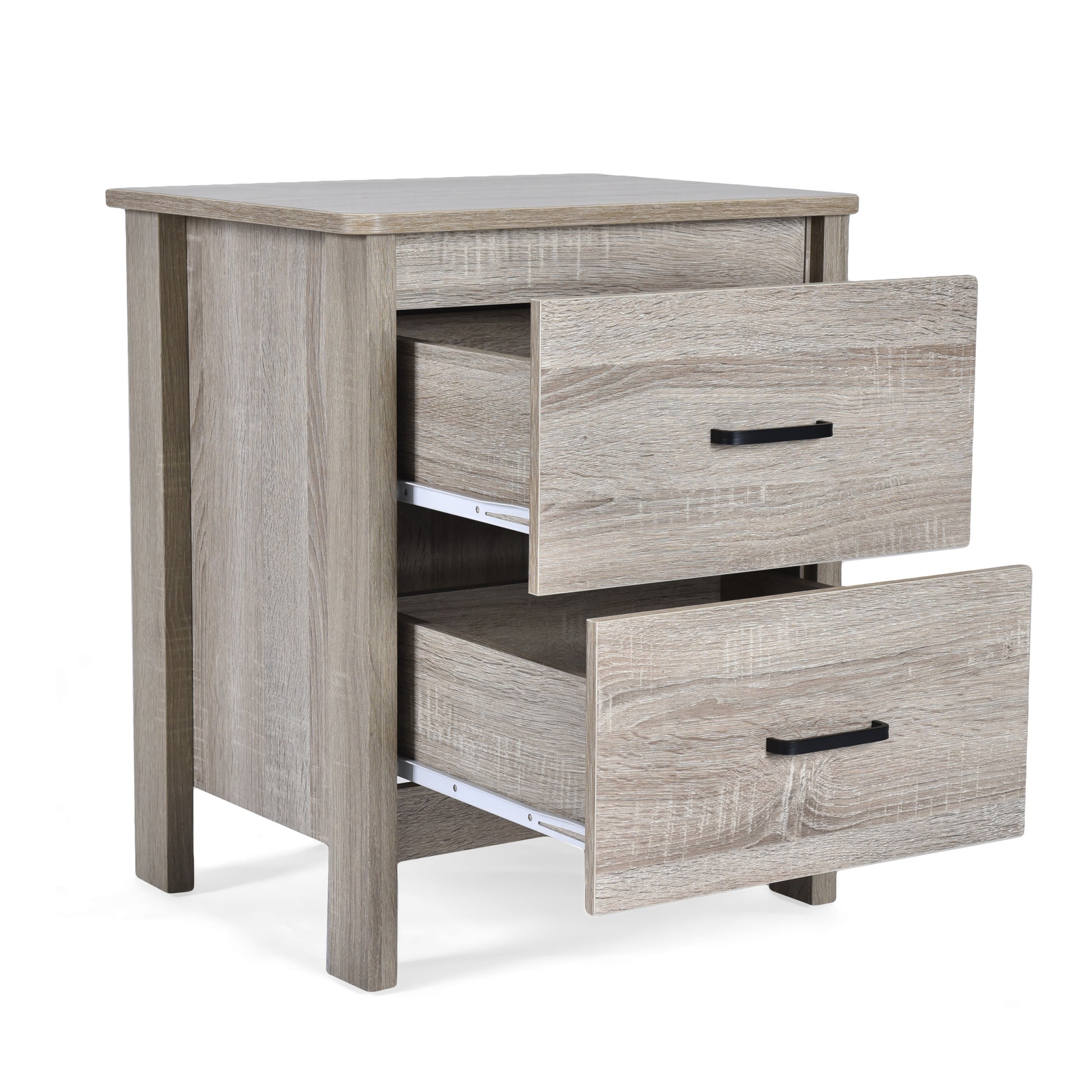 Toolless Assembly Nightstand Oak Mdf