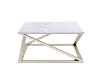 Zurich Faux White Marble Top White White Wood
