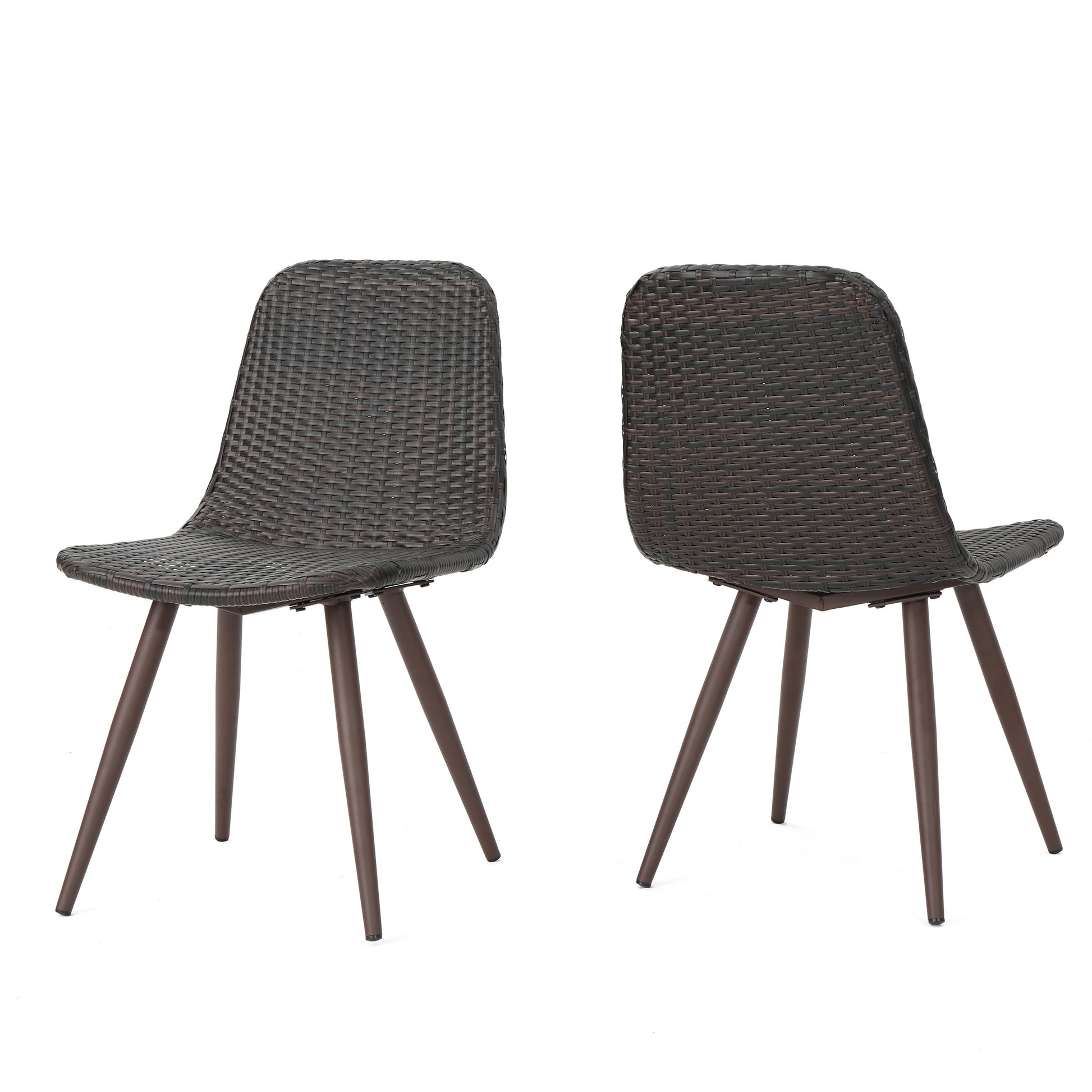 Gila Dining Chair With Powder Coated Legs Brown Multi Rattan