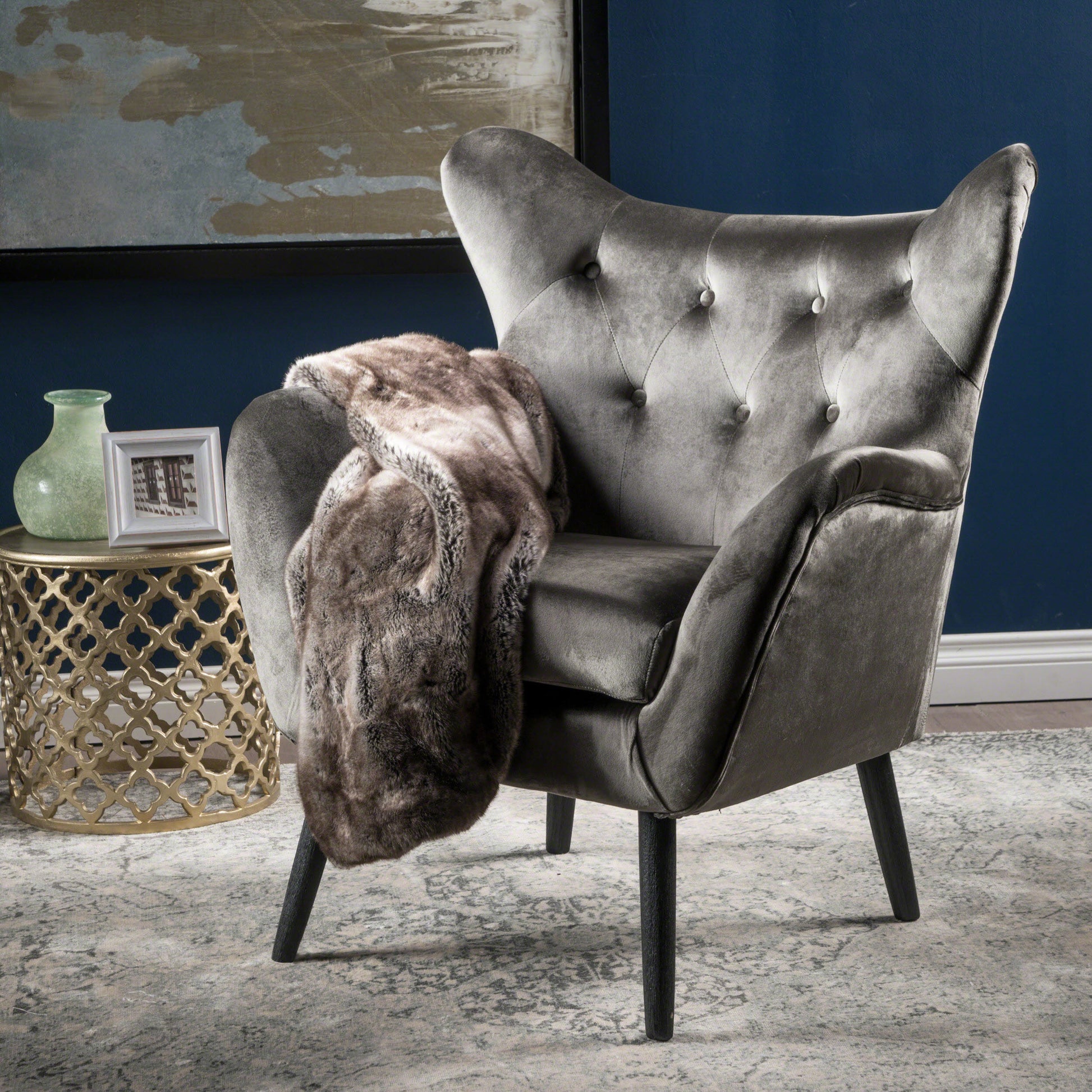 Arm Chair Grey Velvet