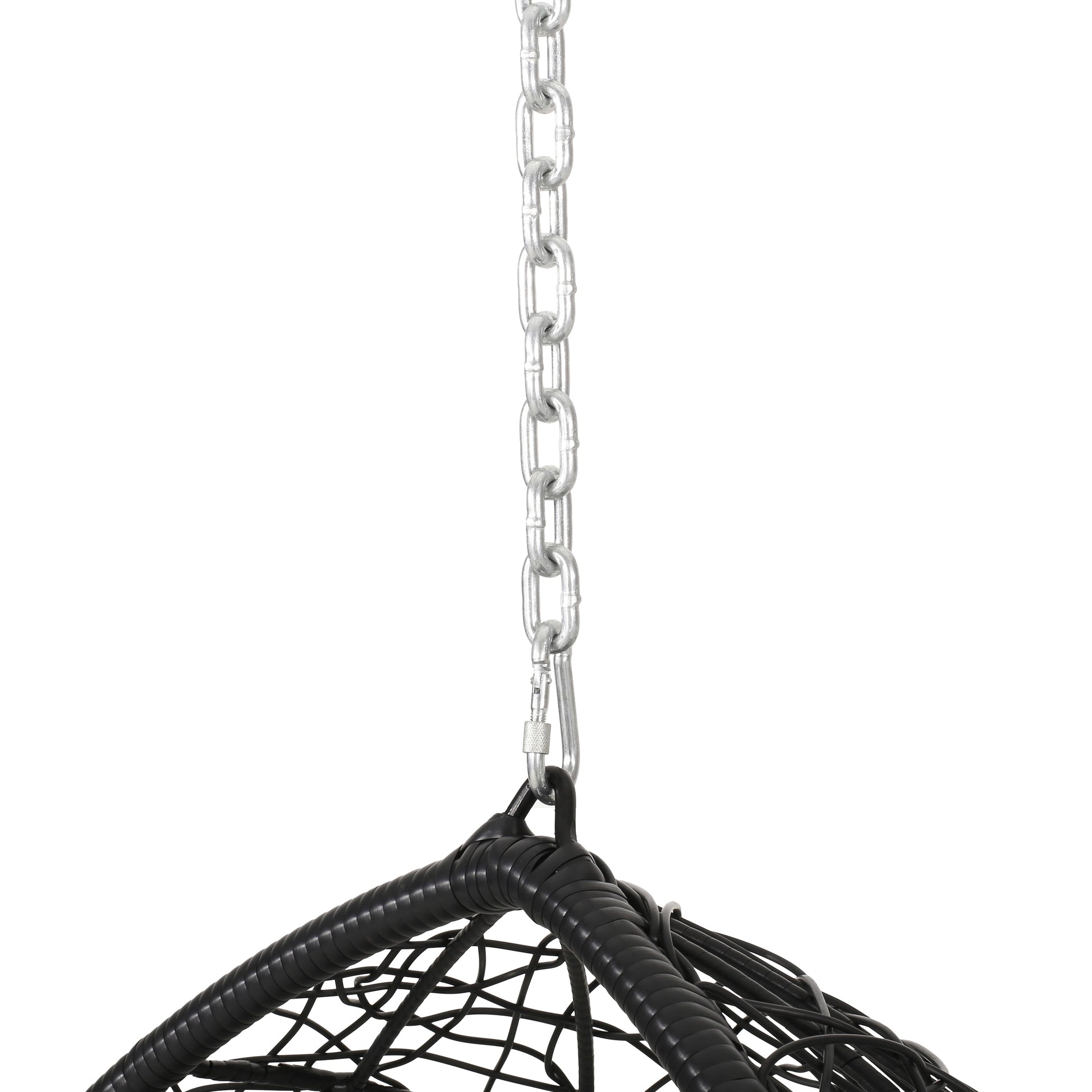 Castaic Hanging Chair With 8Ft Chain Grey Black Pe Rattan Iron