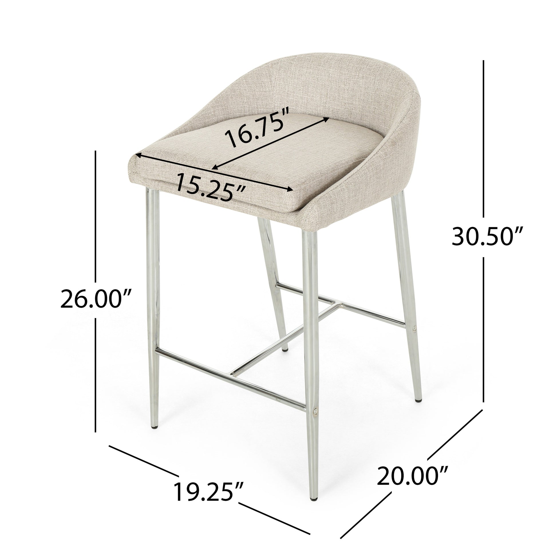 Counter Stool2Pcs Set Beige Fabric