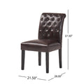 Broxton Kd Tuft Dining Chair 2Pcs Set Brown Leather