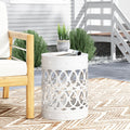 Outdoor Metal End Table Large White Iron