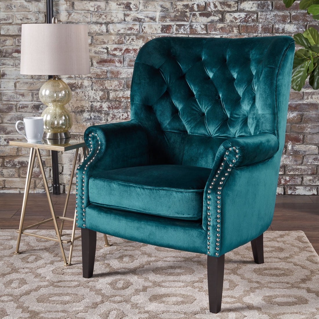 Club Chair Teal Velvet