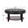 Round Ottoman Black Pu