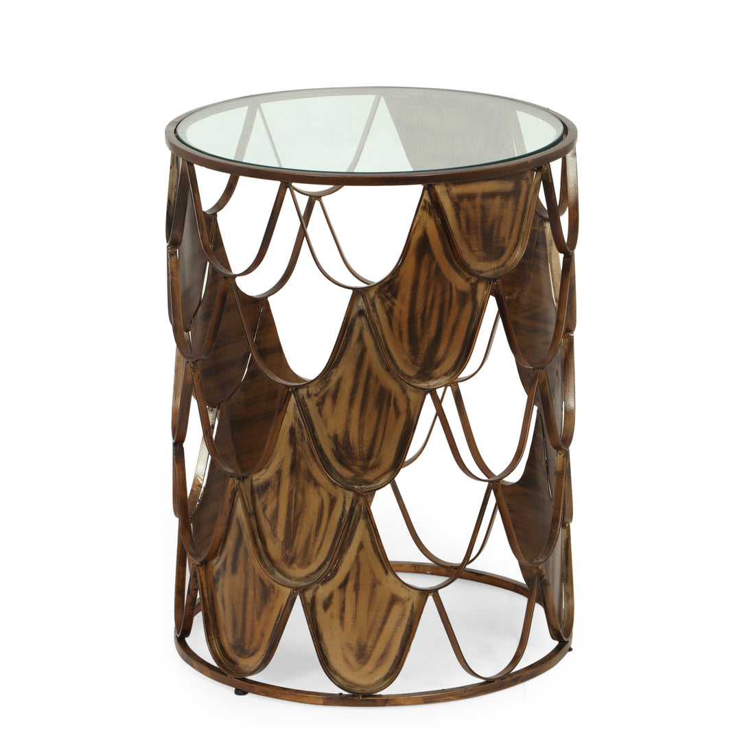 Pino Side Table Brown Glass Metal