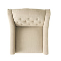 Upholstered Armchair With Ottoman Beige Fabric