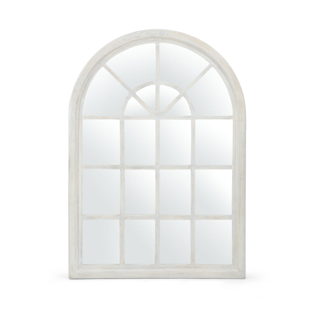 Arch Window Mirror White Wood