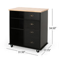 Provence Kitchen Cart With 2 Drawers 1 Door Black Wood