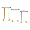 End Table Set Of 3 Natural Wood Metal